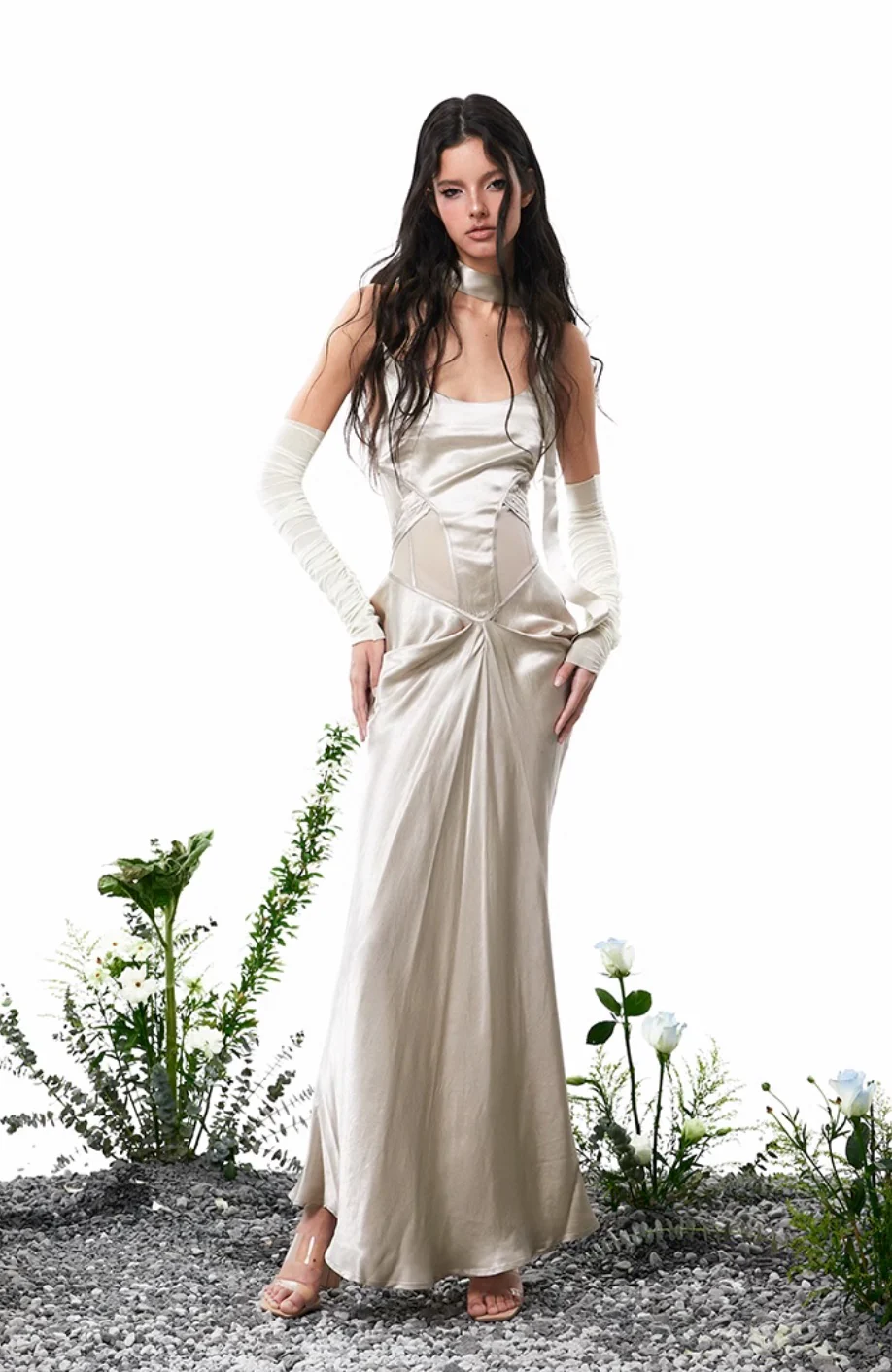 Solid color fishbone skirt dress - Image 10