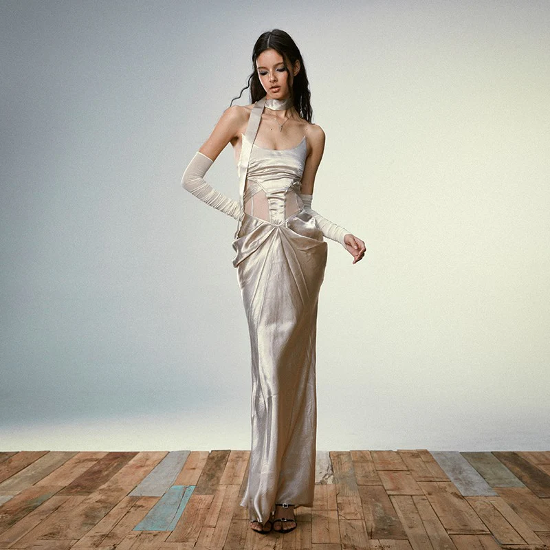 Solid color fishbone skirt dress - Image 8