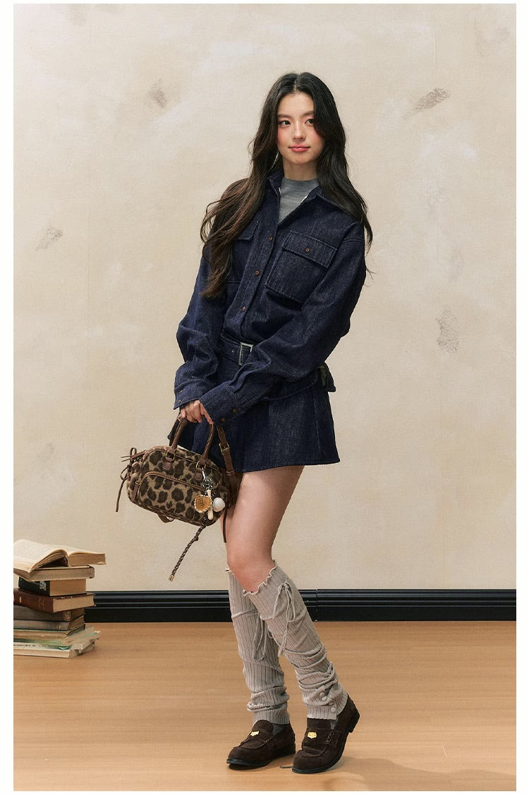 Waist-Slimming Denim Skirt Set – Fleece Lined - Image 10