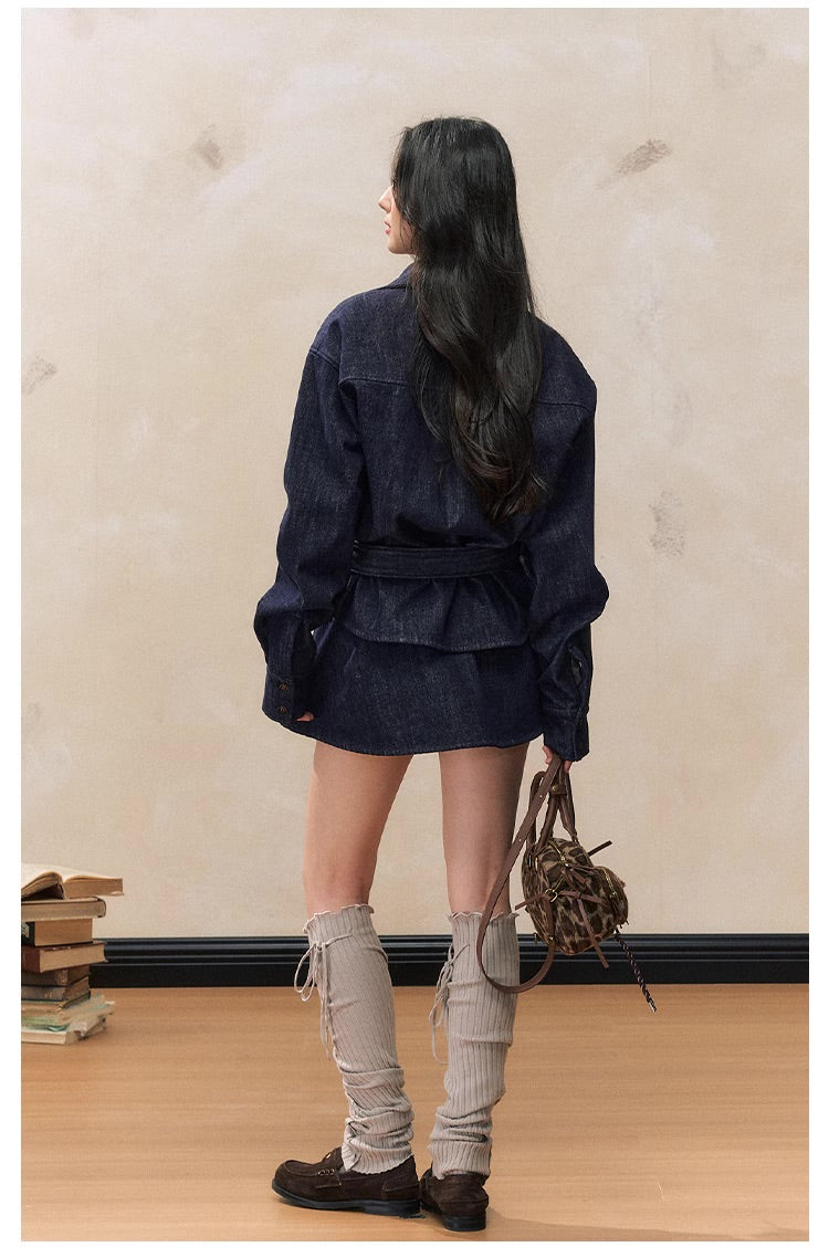 Waist-Slimming Denim Skirt Set – Fleece Lined - Image 6