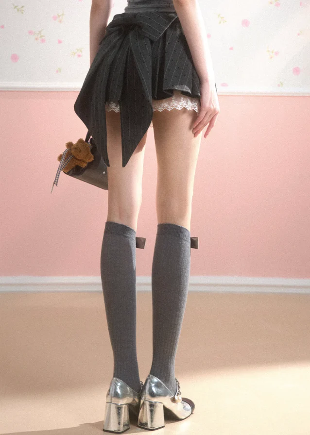 A-line pleated skirt for slimming hip ribbon skirt - Image 10
