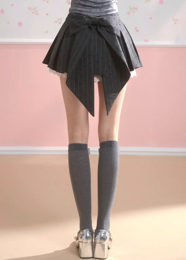 A-line pleated skirt for slimming hip ribbon skirt - Image 11