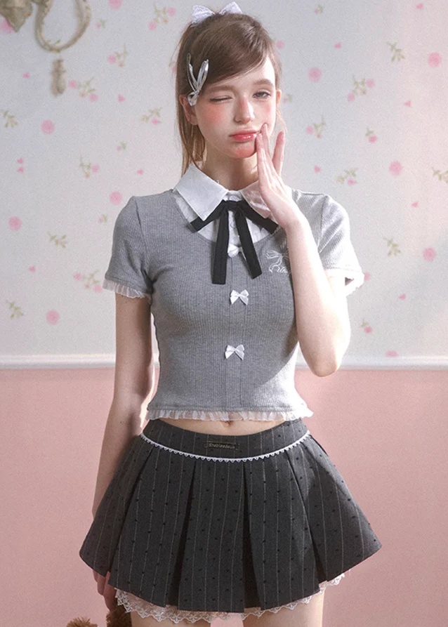 A-line pleated skirt for slimming hip ribbon skirt - Image 12