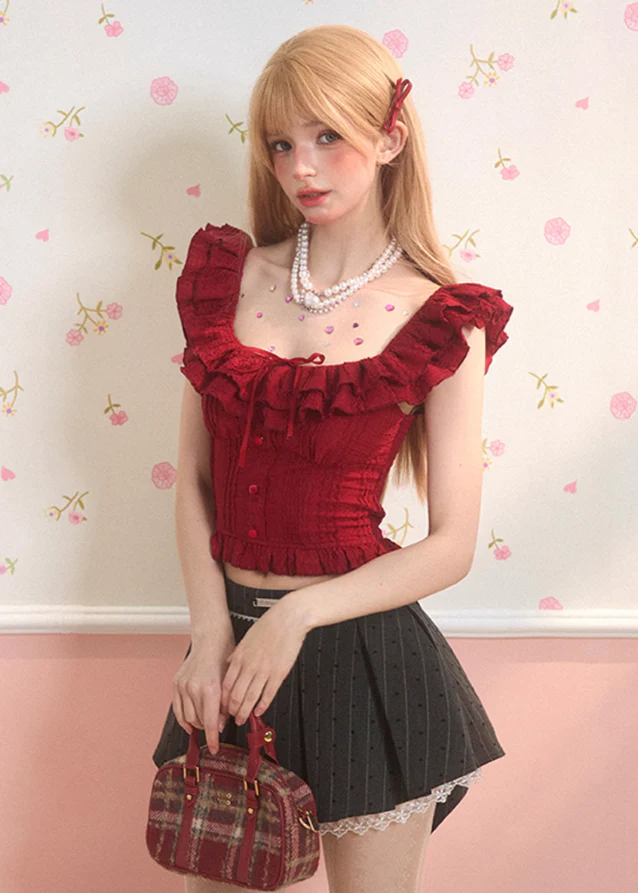 A-line pleated skirt for slimming hip ribbon skirt - Image 3