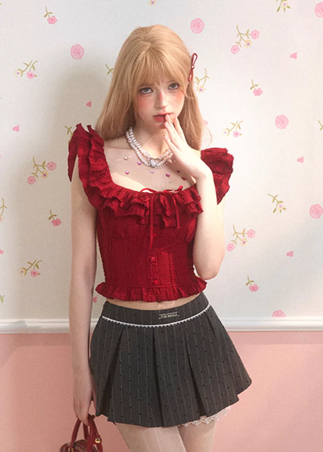 A-line pleated skirt for slimming hip ribbon skirt - Image 4