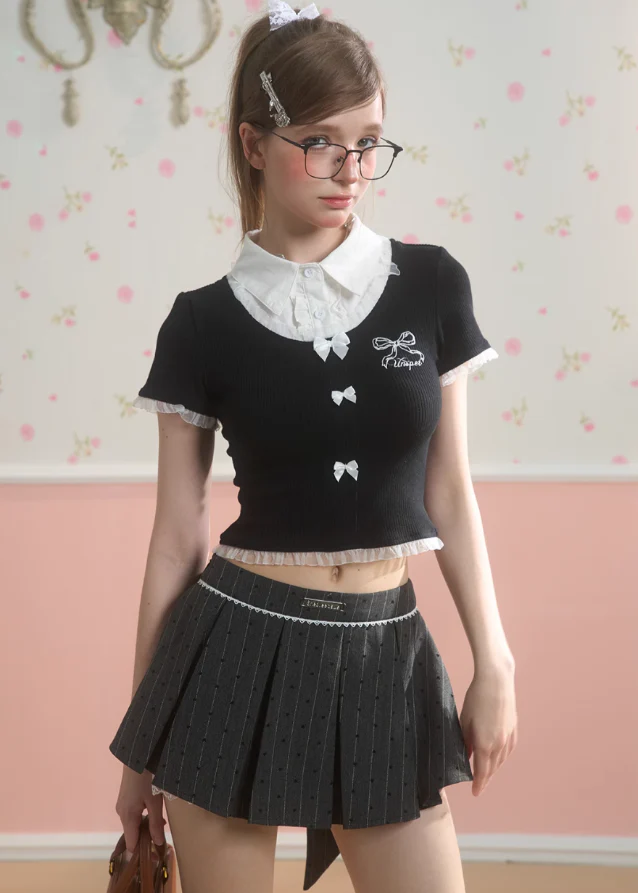 A-line pleated skirt for slimming hip ribbon skirt - Image 6