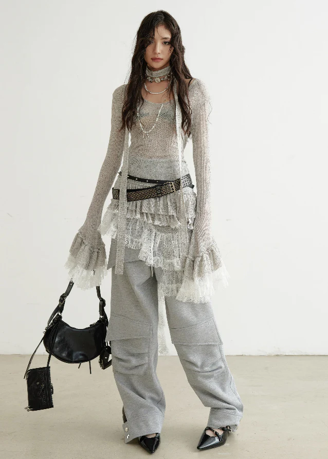 Lace Spliced Knit Skirt dress - Image 3