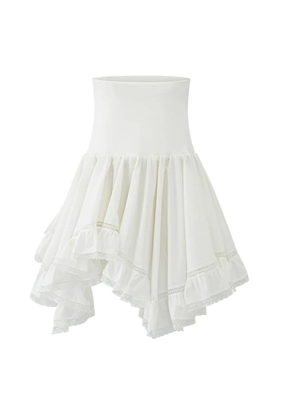 Asymmetrical Strapless Top & Skirt Set with Lace Detail - Image 11
