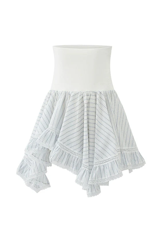 Asymmetrical Strapless Top & Skirt Set with Lace Detail - Image 12