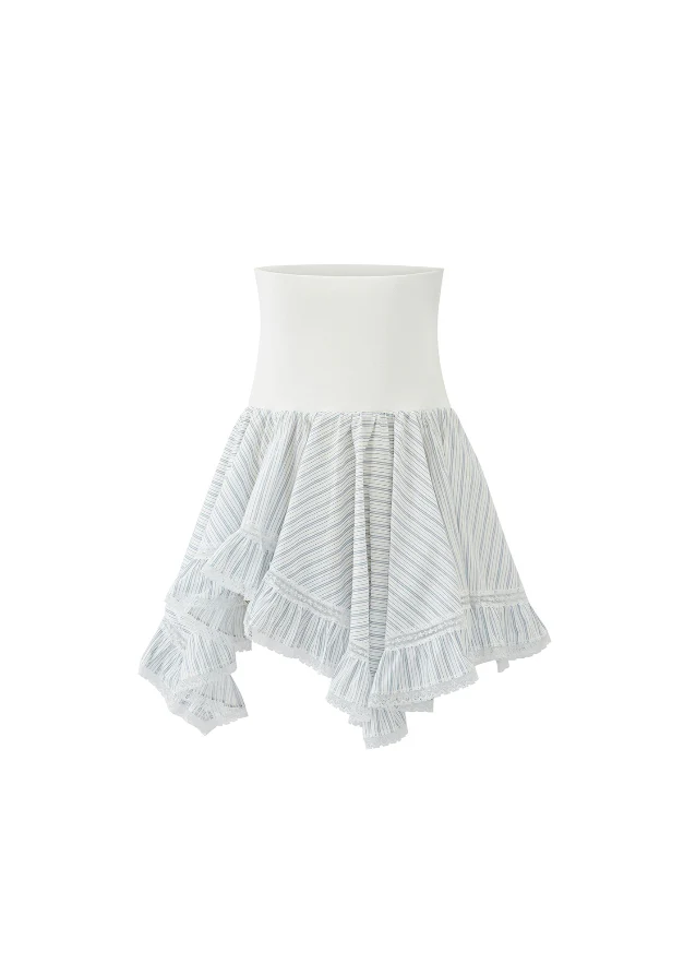 Asymmetrical Strapless Top & Skirt Set with Lace Detail - Image 4