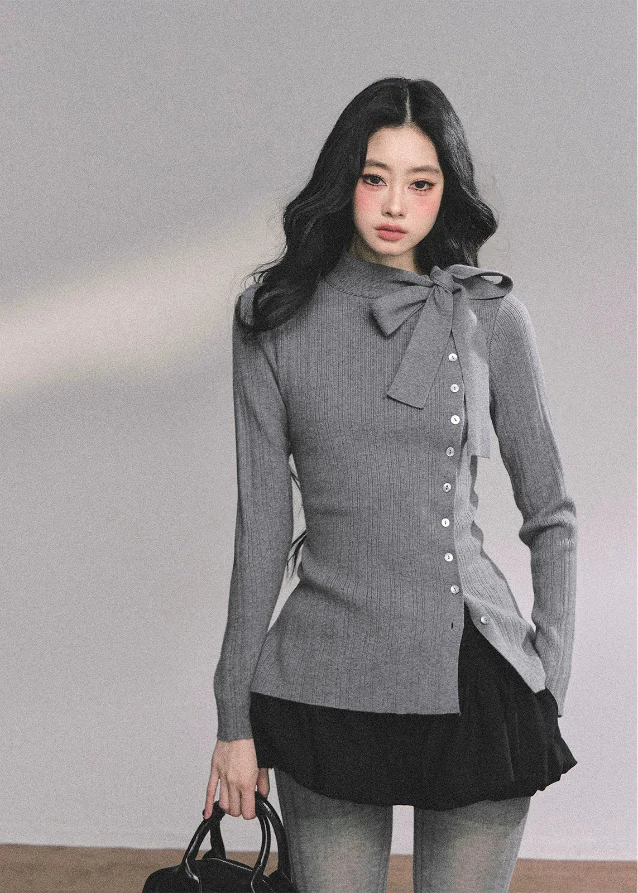 Austin Élégante Bow-Knit Cardigan Top