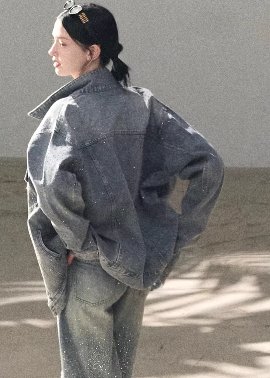 Baby's Breath Crystal Denim Jacket