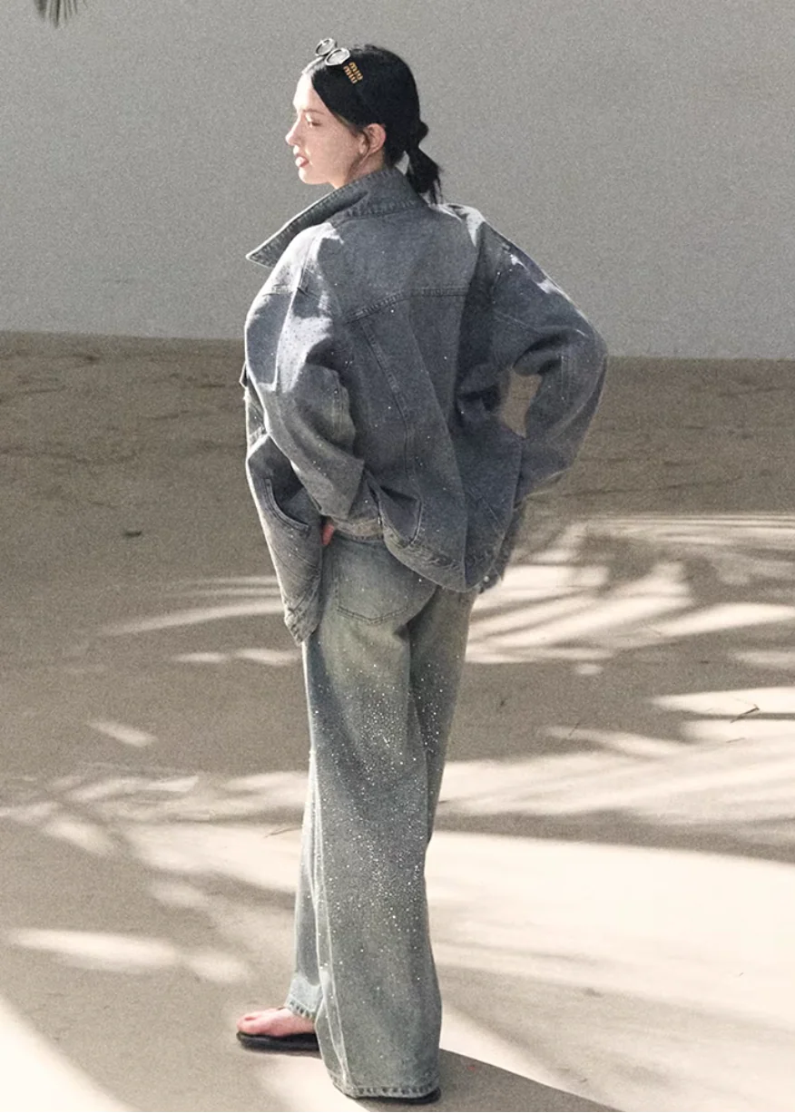 Baby's Breath Crystal Denim Jacket - Image 5