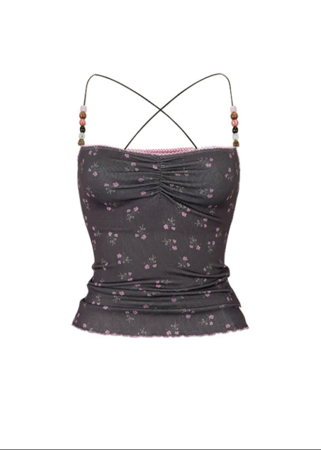 Beaded Floral Strap Camisole Top - Image 10