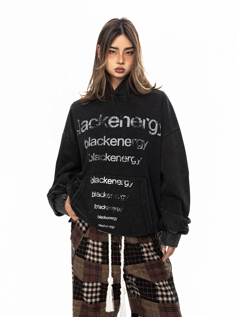 Washed color printed hoodie - Image 3