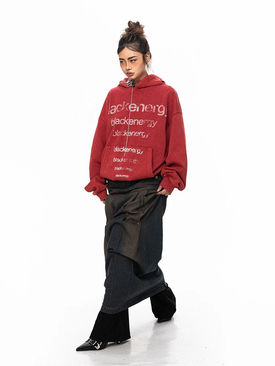 Washed color printed hoodie - Image 6