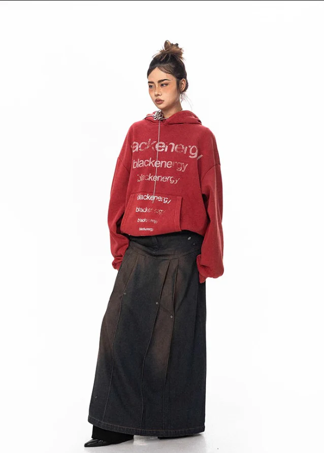 Washed color printed hoodie - Image 7