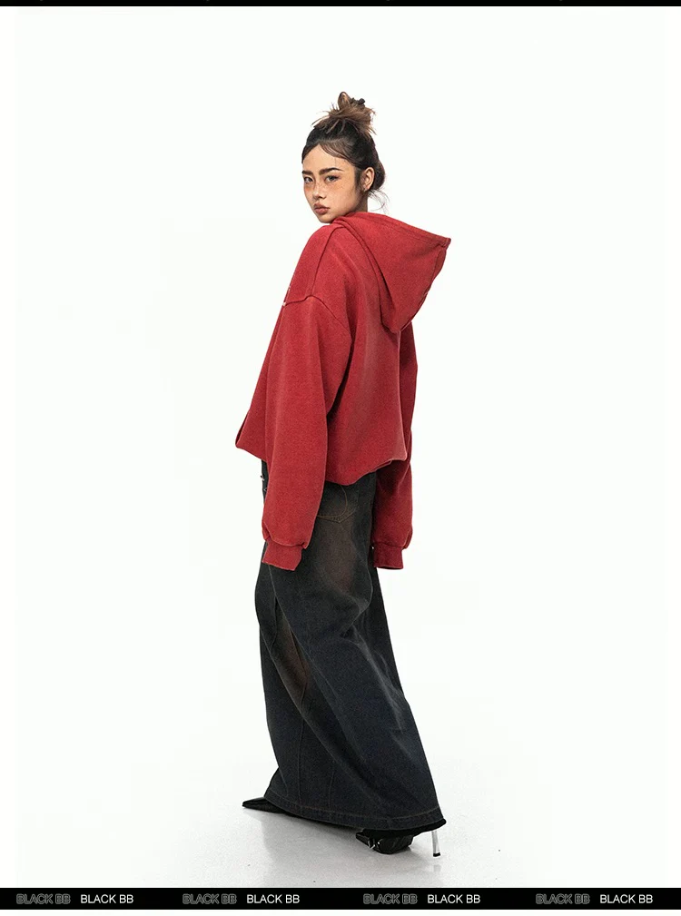 Washed color printed hoodie - Image 9