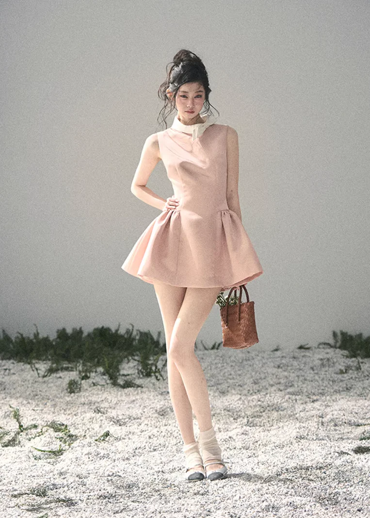 Blanche Nœud Satin Mini Dress - Image 11