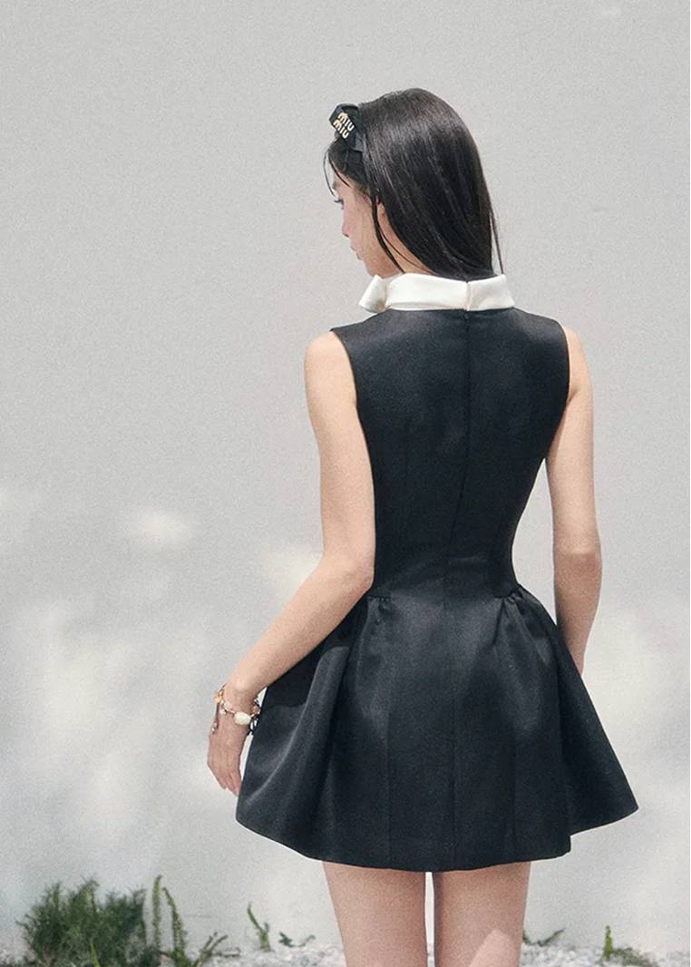 Blanche Nœud Satin Mini Dress - Image 13