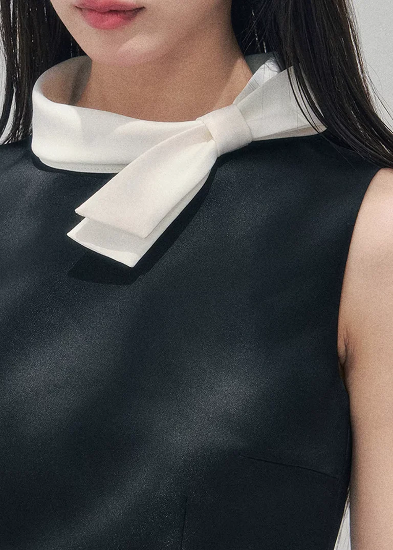 Blanche Nœud Satin Mini Dress - Image 15