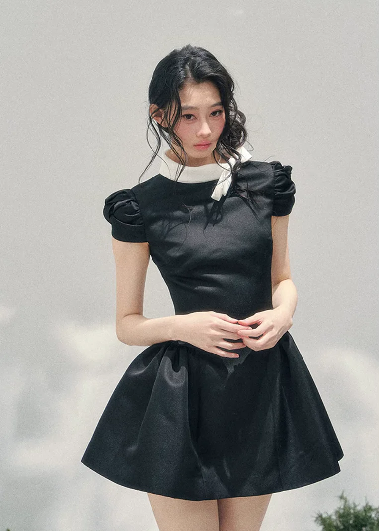 Blanche Nœud Satin Mini Dress - Image 18