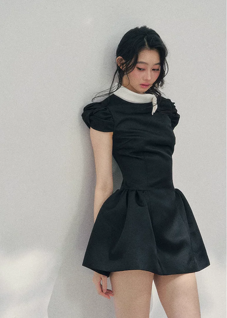 Blanche Nœud Satin Mini Dress - Image 19