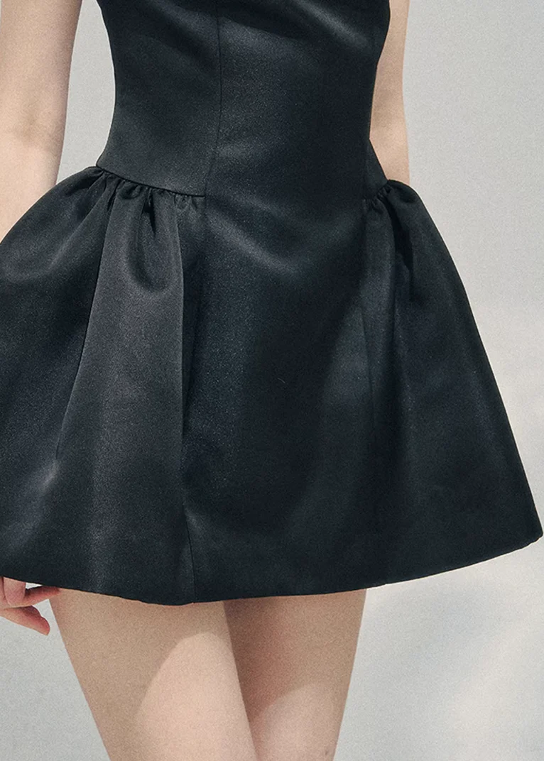 Blanche Nœud Satin Mini Dress - Image 21