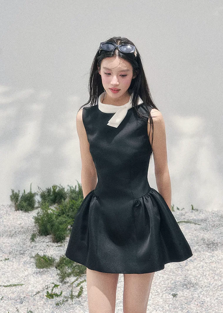 Blanche Nœud Satin Mini Dress - Image 22