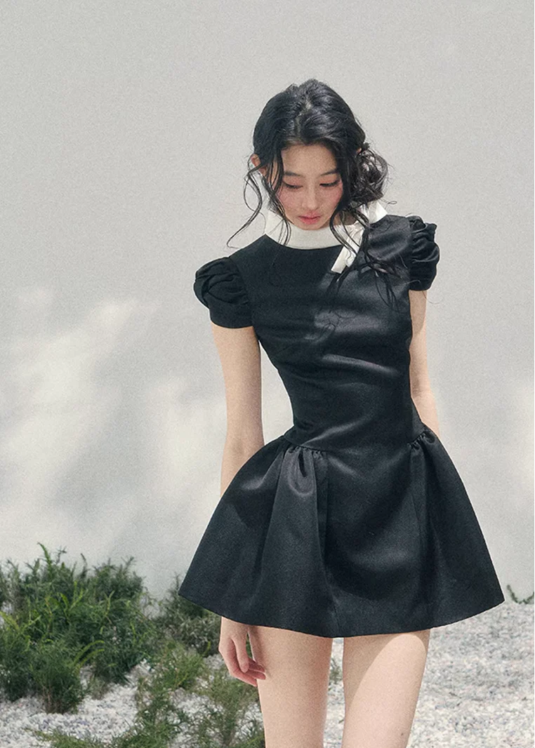 Blanche Nœud Satin Mini Dress - Image 24