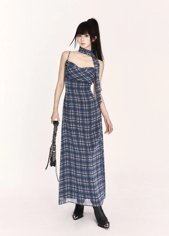 Blue Check Slip Maxi - Image 3