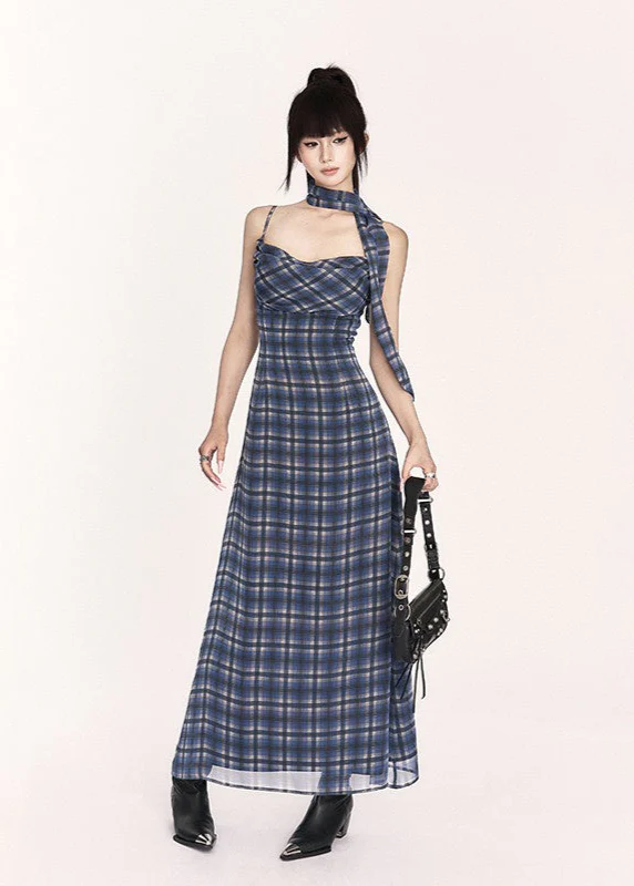 Blue Check Slip Maxi - Image 4