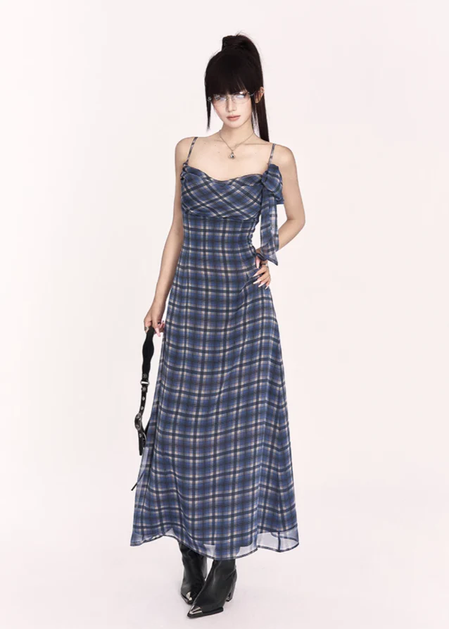 Blue Check Slip Maxi - Image 5