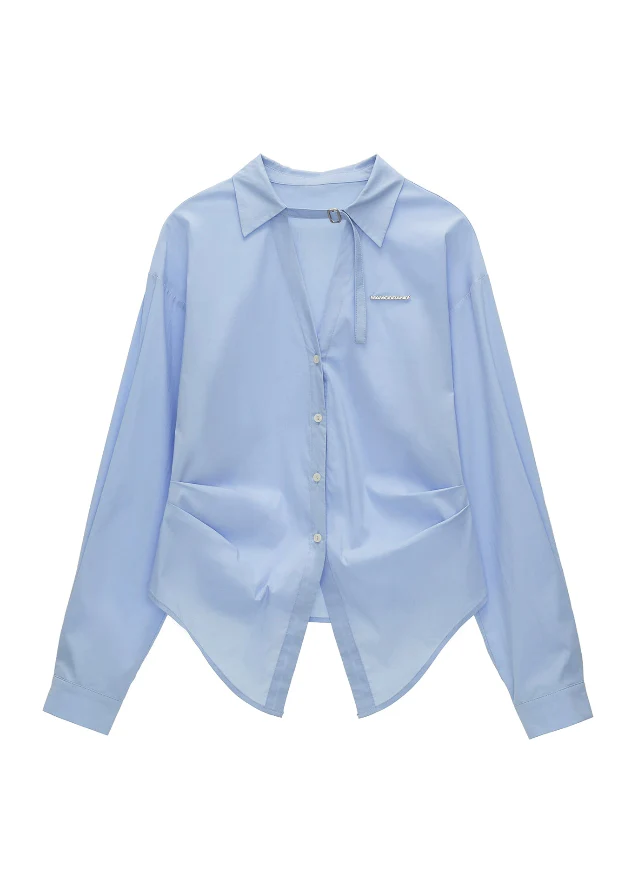 Blue Pleat Shirt - Image 6