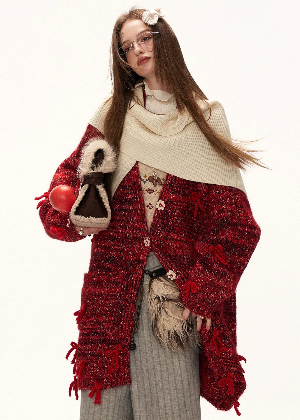Bow Bloom Chunky Knit Jacket - Image 2