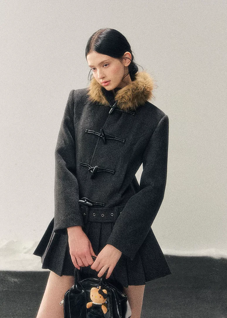 British Horn Buckle Wool Coat - Image 8