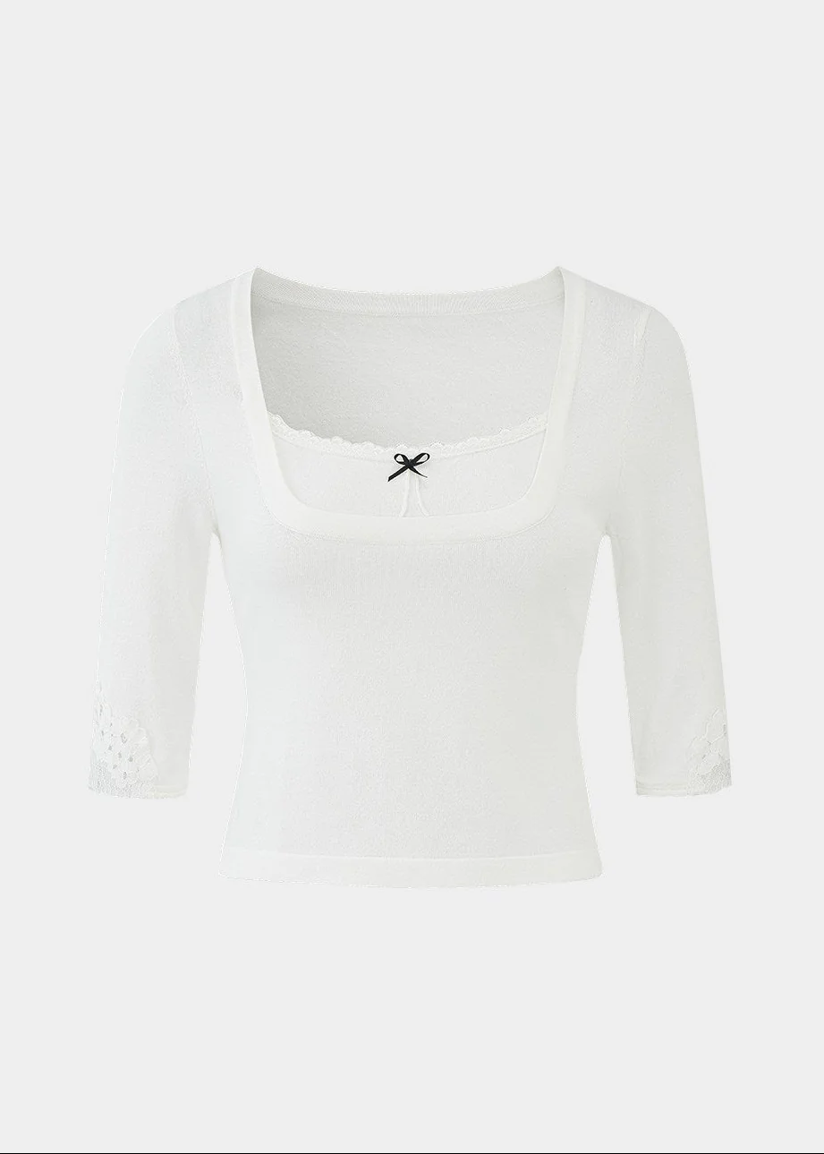 Butterfly Lace Square Neck Knit - Image 11