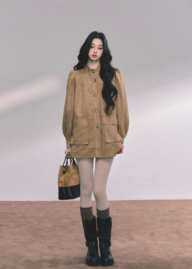 Café Céleste Suede Belted Coat - Image 5