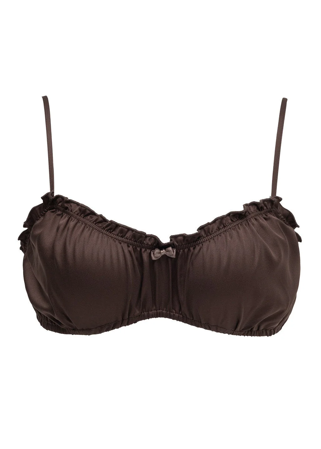 Chocolate Satin Bandeau Bra Top - Image 10