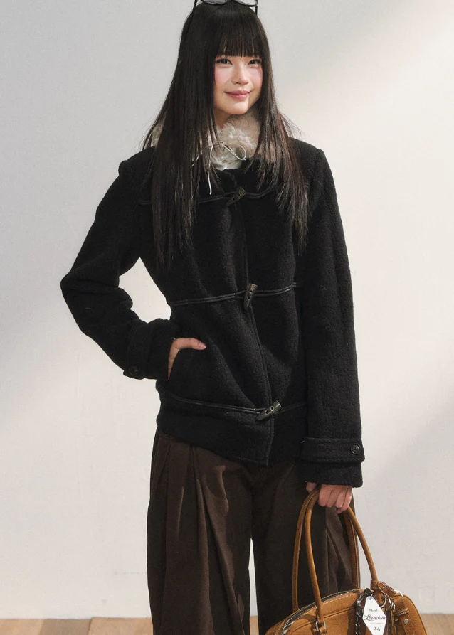 Classic Black Cozy Wool Jacket - Image 8