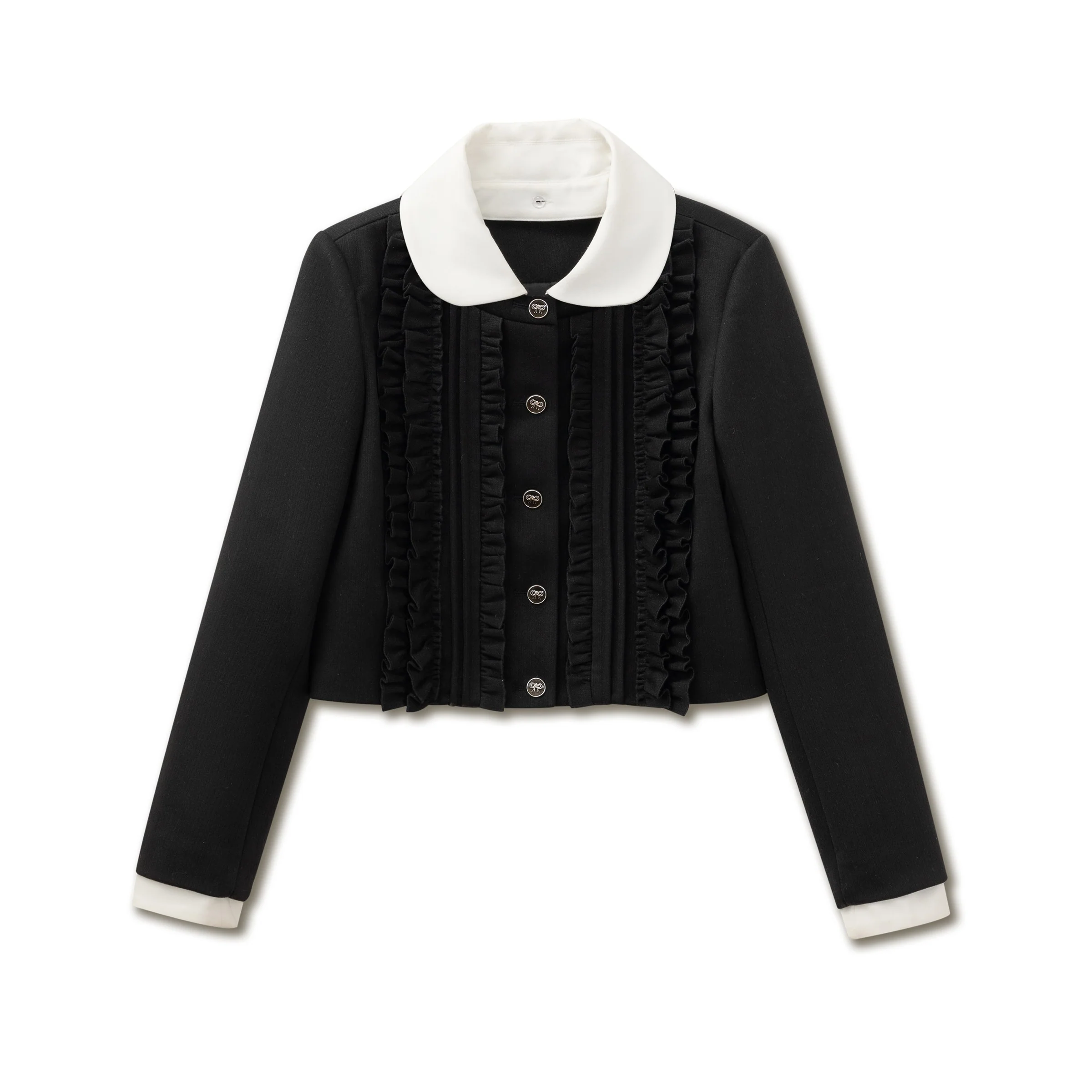 Dark Gray Striped Wool Down Jacket - Image 7