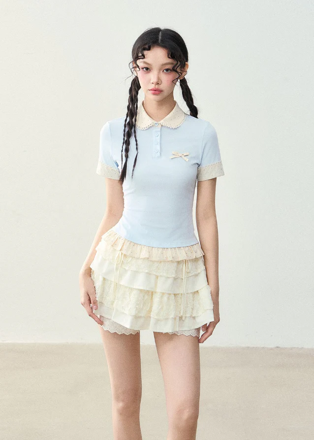 College Style Spliced Fake Two-Piece Tee - Image 4
