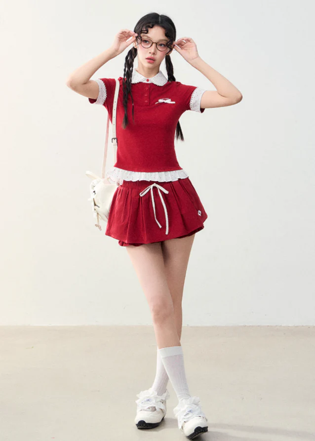 College Style Spliced Fake Two-Piece Tee - Image 8