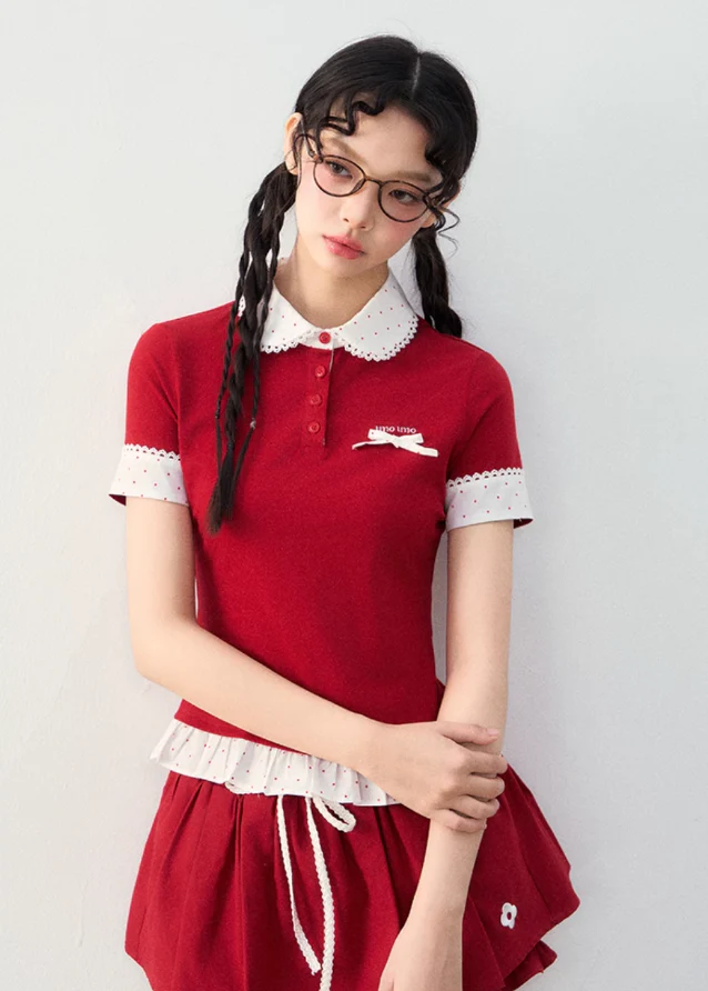 College Style Spliced Fake Two-Piece Tee - Image 9