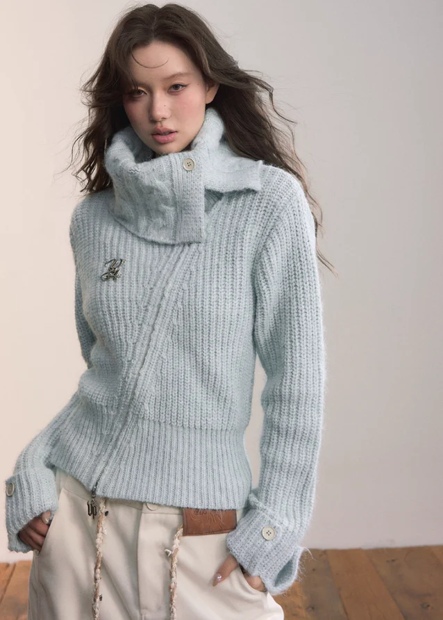 Contour Lapel Wool Knit Jacket - Image 2