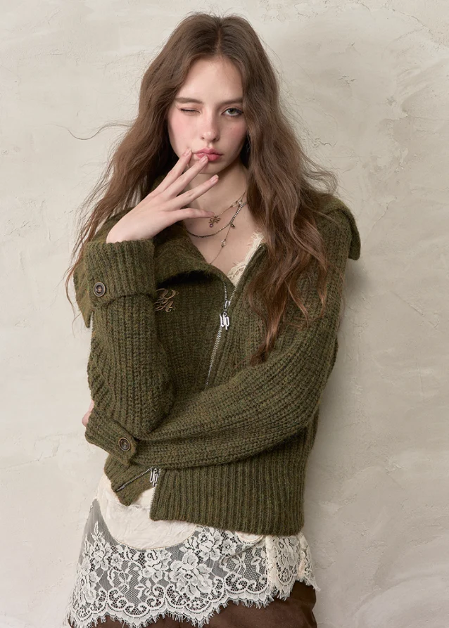 Contour Lapel Wool Knit Jacket - Image 4