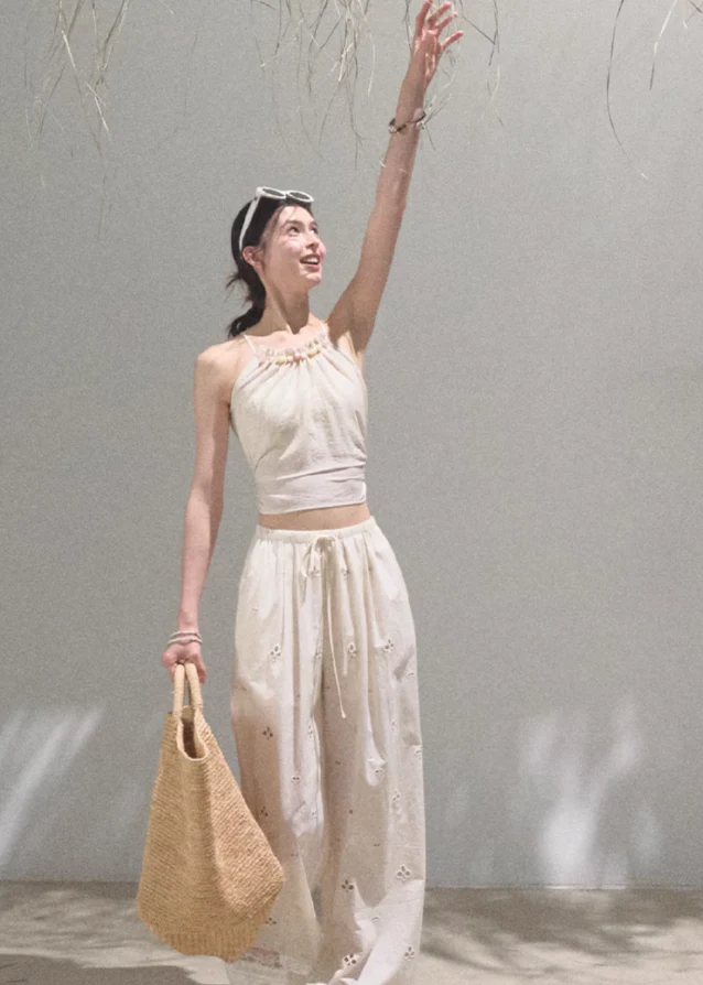 Embroidered Cashew Drawstring Pants - Image 2