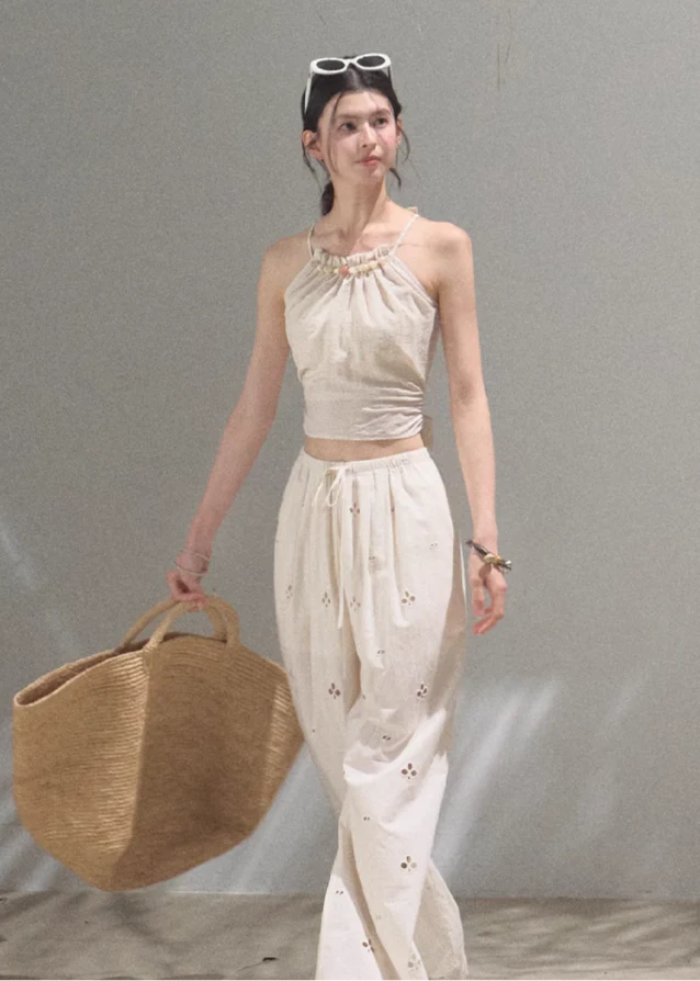 Embroidered Cashew Drawstring Pants - Image 5
