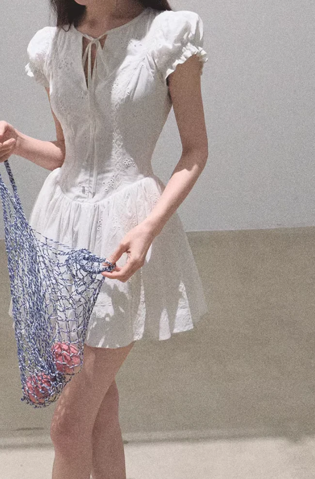 French Embroidered Tea Dress