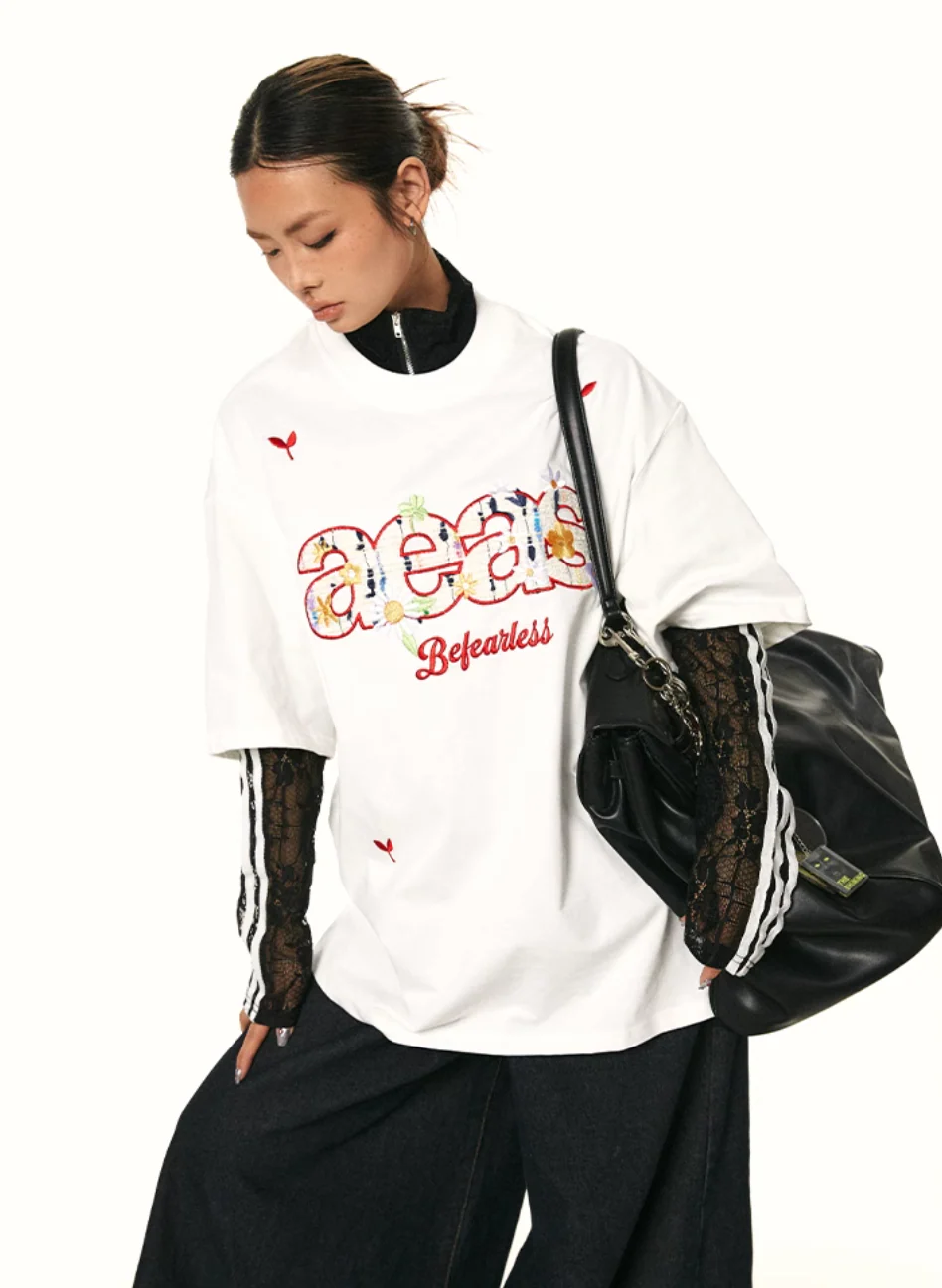 Cotton short-sleeved T-shirt  loose tops - Image 5